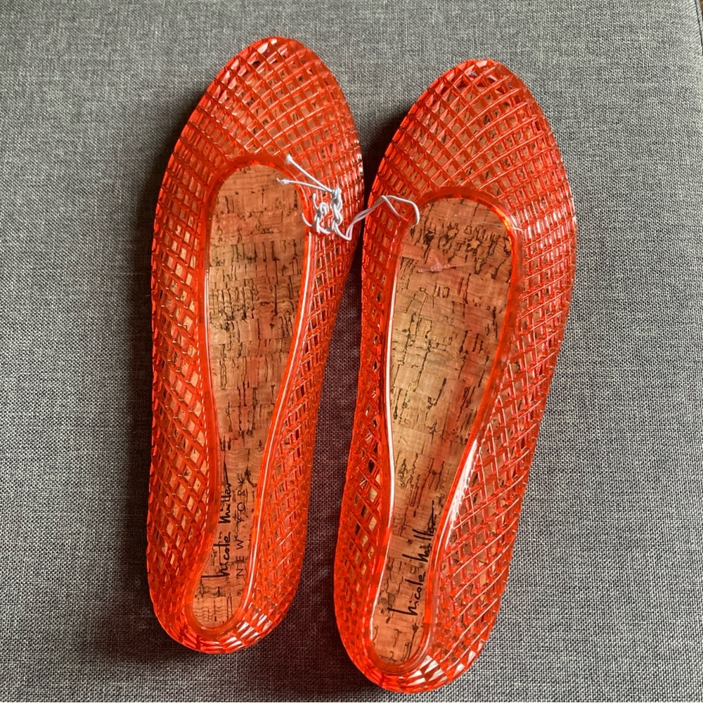 Nicole Miller New York Orange Slip On Jelly Flats Shoes-Size 9 US